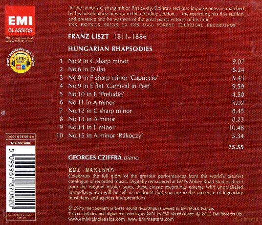 Cziffra: 7 Hungarian Rhapsodies [CD]