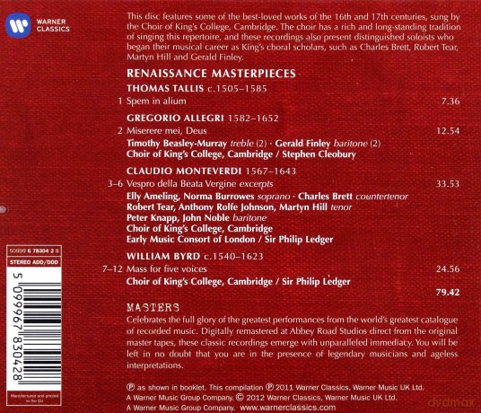 Cambridge King's College Choir: Renaissance Masterpieces [CD]
