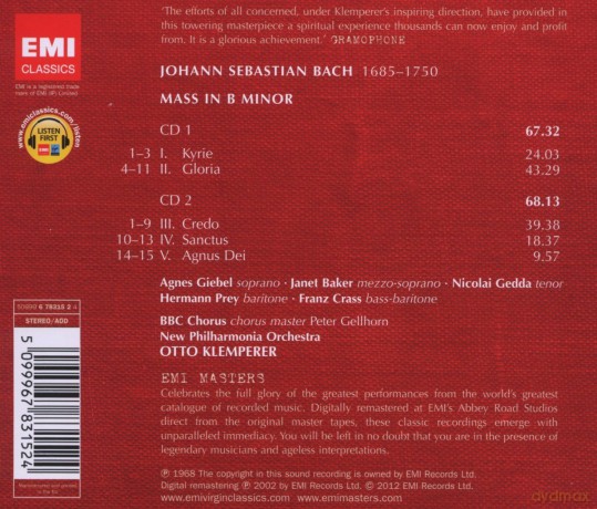 Otto Klemperer: Mass In B Minor [2CD]