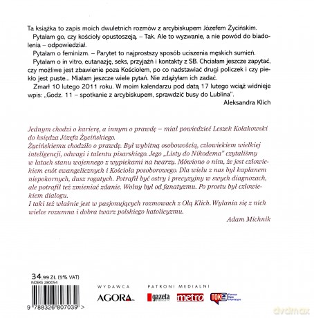 Świat musi mieć sens. Przerwana rozmowa Arcybiskupa Józefa Życińskiego i Aleksandry Klich [KSIĄŻKA]