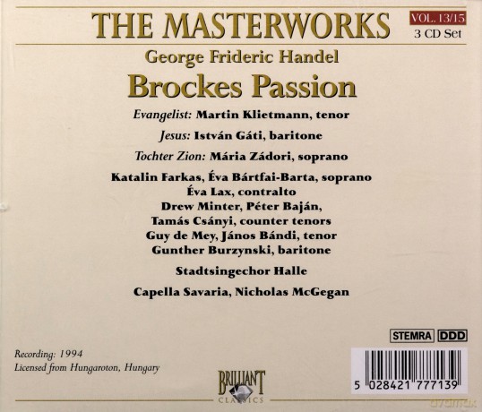 George Frideric Handel: Brockes Passion [3CD]