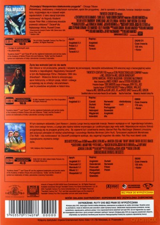 Kostiumowe: Pan i władca na krańcu świata / Waleczne serce / Rob Roy BOX [3DVD]