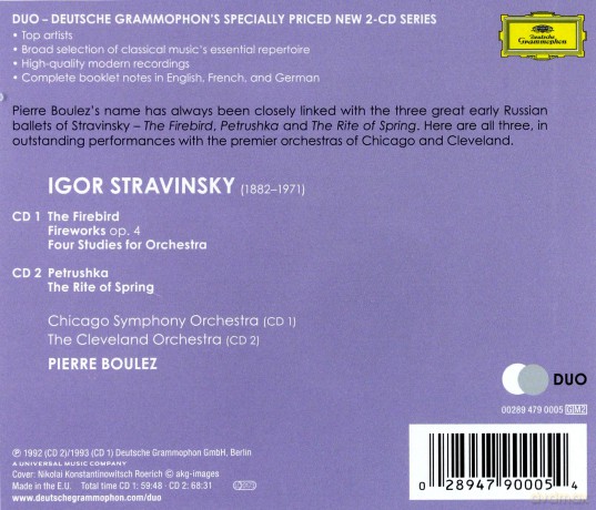 Pierre Boulez: Stravinsky:The Firebird, Rite Of Spring, Petrushka [2CD]