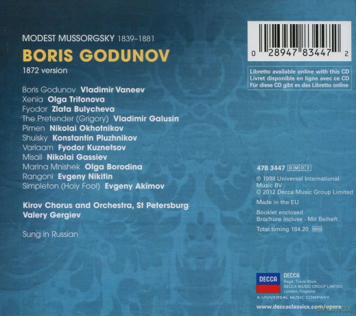 Valery Gergiev: Mussorgsky:Boris Godunov [3CD]