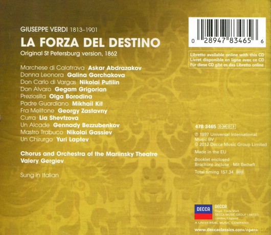 Valery Gergiev: Verdi:La Forza Del Destino [2CD]