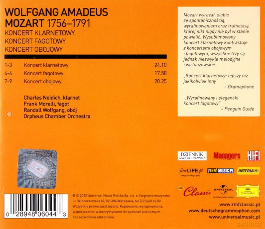 RMF Classic Mistrzowska Kolekcja: W.A.Mozart - Koncerty na instrumenty dęte [CD]