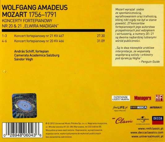 Andras Schiff: RMF Classic Kolekcja: Mozart Koncerty Fortepianowe [CD]