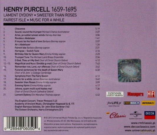 Rmf Classic Kolekcja: Purcell Lament Dydony [CD]