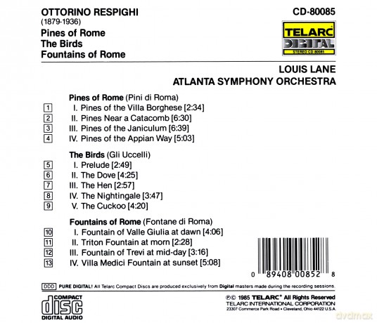 Ottorino Respighi: Pines of Rome, the Birds, Fountains of Rome [CD]