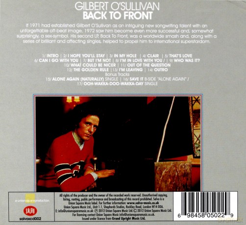 Gilbert O'sullivan: Back To Front (digipack) [CD]