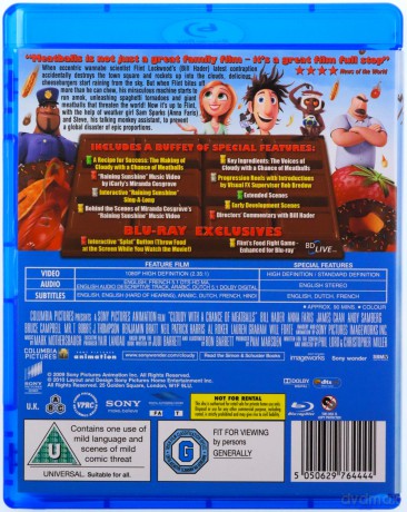 Cloudy With A Chance Of Meatballs (Klopsiki i inne zjawiska pogodowe) [Blu-Ray]