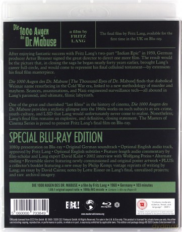 The Thousand Eyes Of Dr Mabuse (Tysiąc oczu doktora Mabuse) [Blu-Ray]