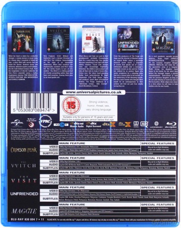 Czarownica: Bajka ludowa z Nowej Anglii / Crimson Peak / Maggie / The Visit / Śmierć z komputera [5xBlu-Ray]