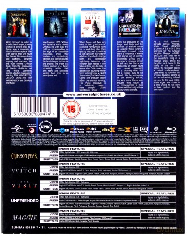 Czarownica: Bajka ludowa z Nowej Anglii / Crimson Peak / Maggie / The Visit / Śmierć z komputera [5xBlu-Ray]