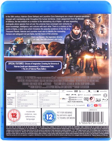 Valerian And The City Of A Thousand Planets (Valerian i miasto tysiąca planet) [Blu-Ray 3D]+[Blu-Ray]
