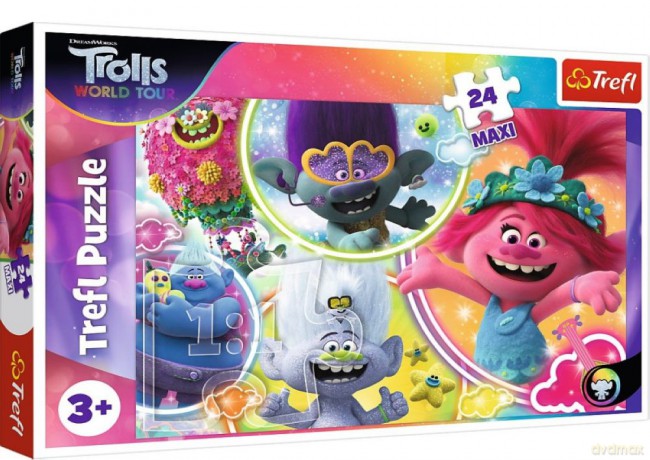 TREFL 24 el. Maxi Muzyczny świat Trolli [PUZZLE]