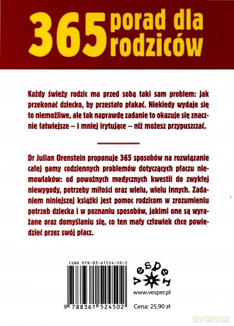 365 porad jak uspokoić płaczące dziecko - Julian Orenstein [KSIĄŻKA]