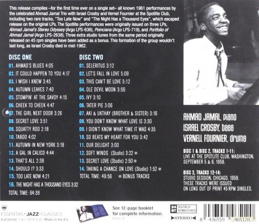 Ahmad Jamal: Complete Live At The Sptlite Club 1958 [CD]