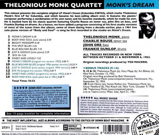 Thelonious Monk: Monk's Dream - Thelonious Monk [CD]