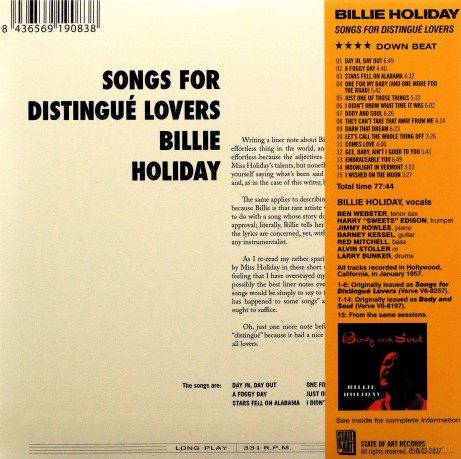 Billie Holiday: Songs For Distingue Lovers [CD]