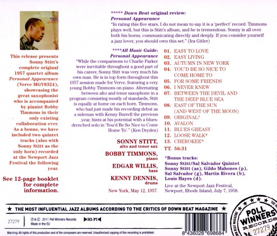 Sonny Stitt: Sonny Stitt - Personal Appearance [CD]