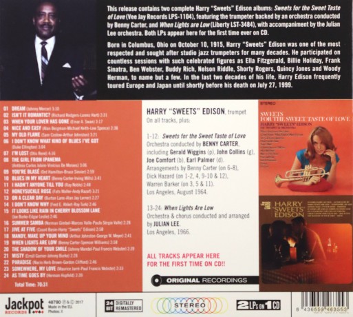 Harry 'sweets' Edison: Sweets For The Sweet Tase Of Love+When Lights [CD]