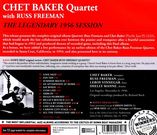 Chet Baker Quartet: The Legendary 1956 Session [CD]