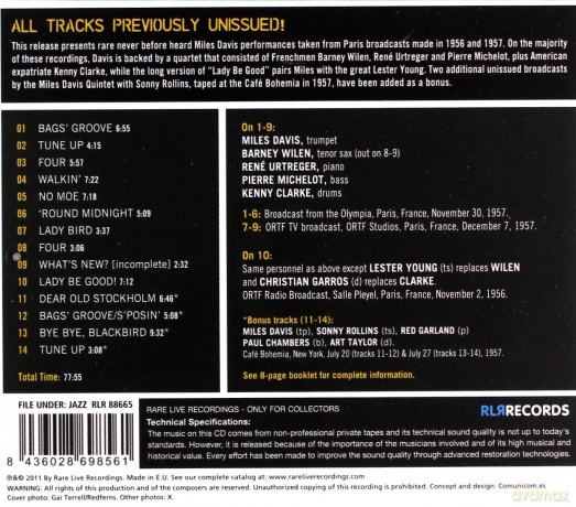 Miles Davis: The Unissued 1956/57 Paris Broadcasts [CD]