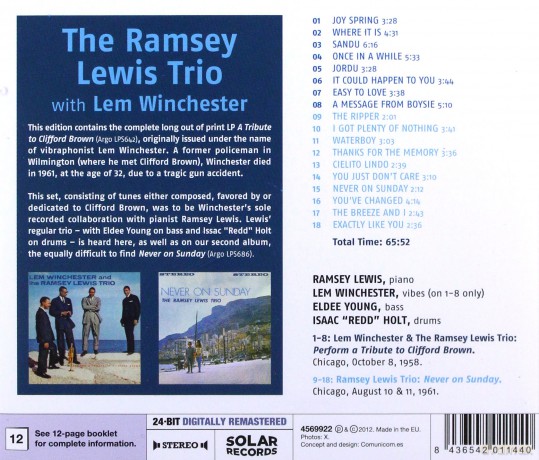 Ramsey Lewis: Tribute to Clifford Brown + Never on Sunday [CD]