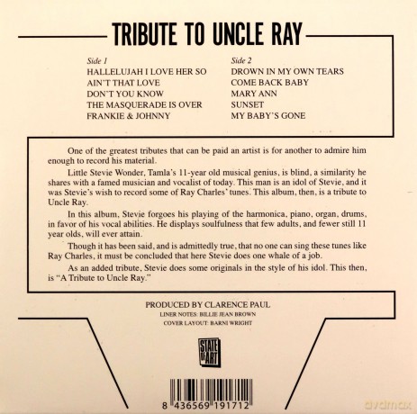 Stevie Wonder: Tribute To Uncle Ray [CD]