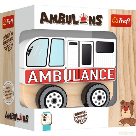 Ambulans zabawka drewniana