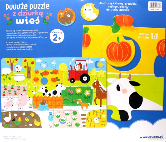Duuuże puzzle z dziurką wieś 2+ czuczu [PUZZLE]