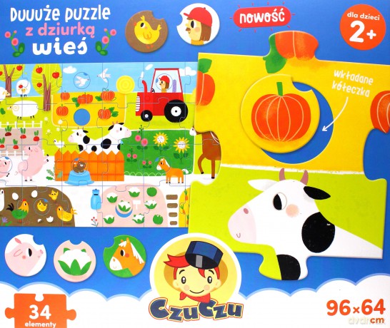 Duuuże puzzle z dziurką wieś 2+ czuczu [PUZZLE]