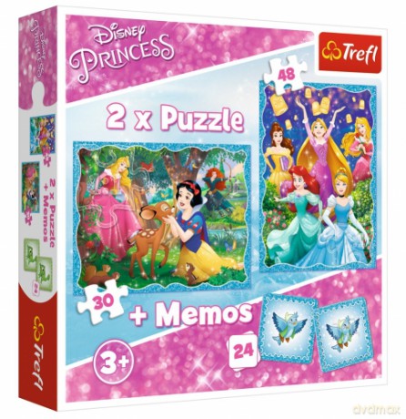 TREFL 2w1 memos niezwykły świat księżniczek (90815) [PUZZLE]