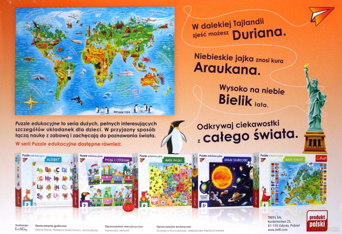 TREFL Edukacyjne 104 el. Mapa świata nowa PL (15557) [PUZZLE]