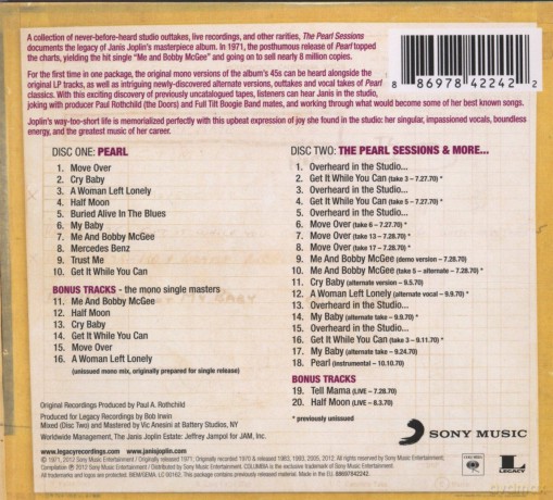 Janis Joplin: The Pearl Sessions (ecopack) [2CD]