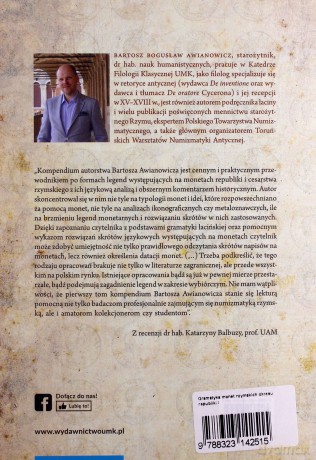 Gramatyka monet rzymskich okresu republiki i cesarstwa - Awianowicz Bartosz B. [KSIĄŻKA]