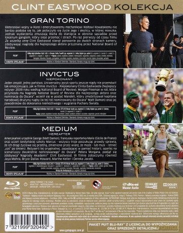 Clint Eastwood Kolekcja: Medium / Gran Torino / Invictus [3Blu-Ray]