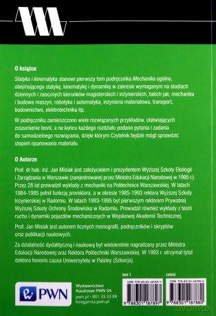Mechanika ogólna (Tom 1) Statyka i kinematyka - Jan Misiak [KSIĄŻKA]