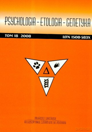 Psychologia etologia genetyka (Tom 18/2008) [KSIĄŻKA]