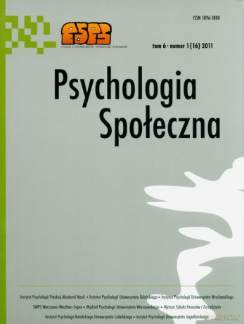 Psychologia społeczna (Tom 6) Numer 1(16) 2011 [KSIĄŻKA]