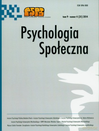 Psychologia Społeczna (Tom 9) Numer 4 (31) 2014 [KSIĄŻKA]