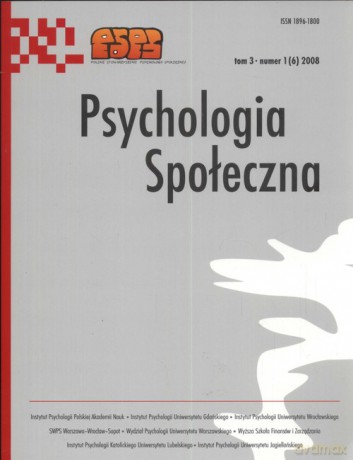 Psychologia społeczna numer 1 (1)2006 [KSIĄŻKA]