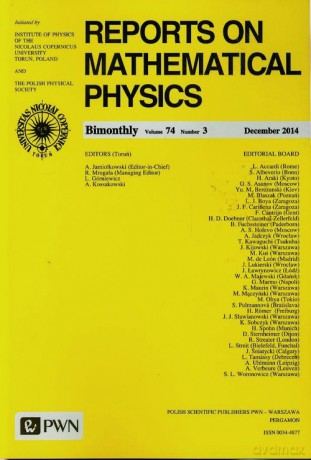 Reports on Mathematical Physics 74/3 2014 [KSIĄŻKA]