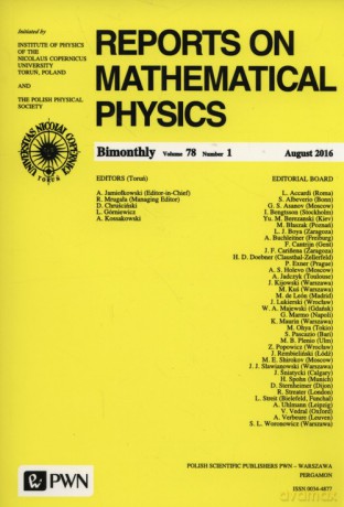 Reports on Mathematical Physics 78/1 2016 [KSIĄŻKA]