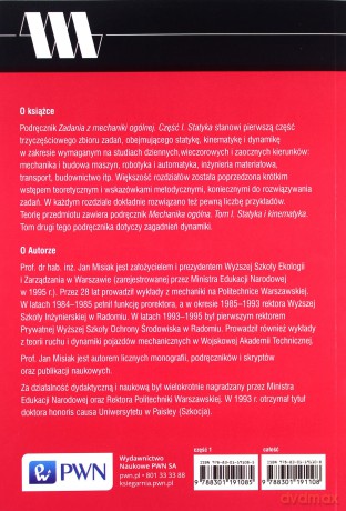 Zadania z mechaniki ogólnej Część 1 Statyka - Jan Misiak [KSIĄŻKA]