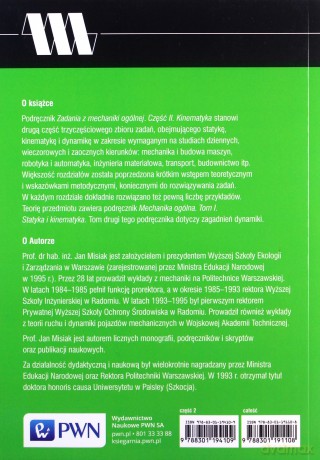 Zadania z mechaniki ogólnej Część 2 Kinematyka - Jan Misiak [KSIĄŻKA]