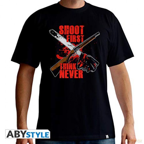 ASH VS EVIL DEAD T-shirt Shoot First man SS black basic M