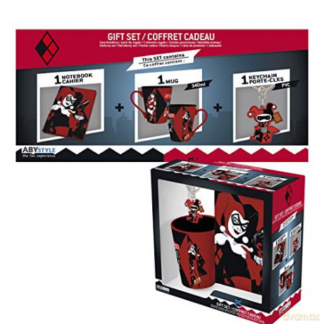 DC COMICS Pck Kubek 250 ml + BrelokPVC + Notebook Harley Quinn