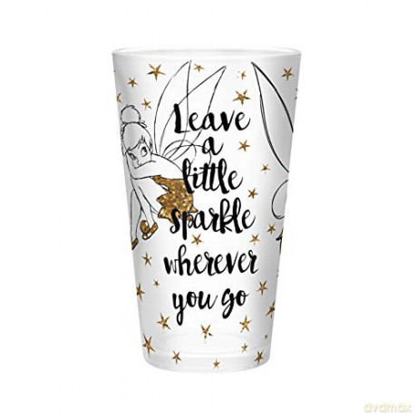 DISNEY Large Glass 400 ml Tinkerbell Gold Glitter